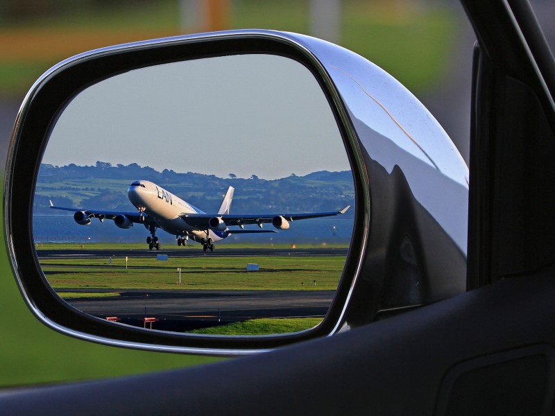 Airplane from side mirror